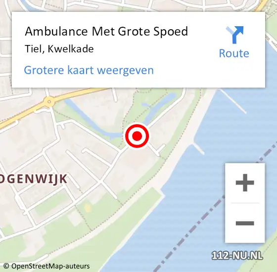 Locatie op kaart van de 112 melding: Ambulance Met Grote Spoed Naar Tiel, Kwelkade op 17 augustus 2019 12:27