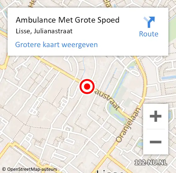Locatie op kaart van de 112 melding: Ambulance Met Grote Spoed Naar Lisse, Julianastraat op 17 augustus 2019 14:03