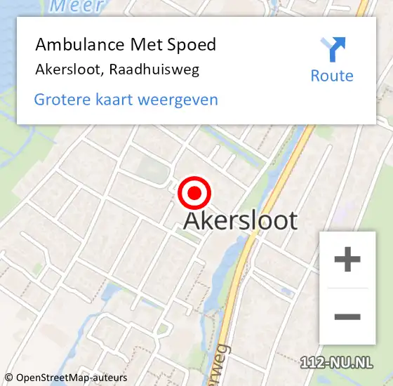 Locatie op kaart van de 112 melding: Ambulance Met Spoed Naar Akersloot, Raadhuisweg op 17 augustus 2019 14:39