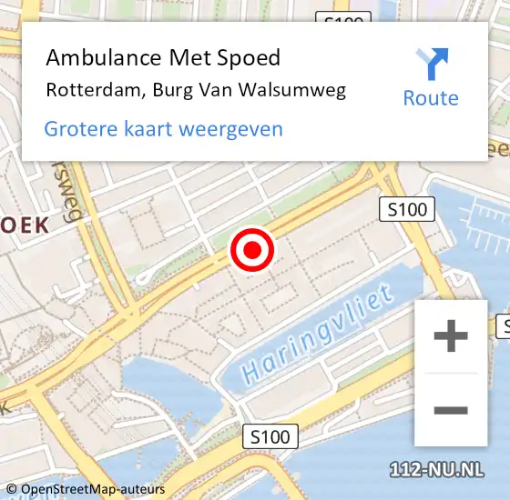 Locatie op kaart van de 112 melding: Ambulance Met Spoed Naar Rotterdam, Burg Van Walsumweg op 17 augustus 2019 15:44