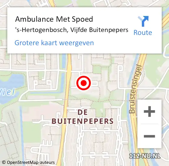 Locatie op kaart van de 112 melding: Ambulance Met Spoed Naar 's-Hertogenbosch, Vijfde Buitenpepers op 17 augustus 2019 15:54