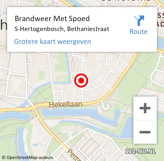 Locatie op kaart van de 112 melding: Brandweer Met Spoed Naar S-Hertogenbosch, Bethaniestraat op 17 augustus 2019 17:04