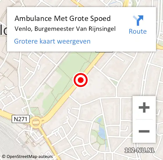 Locatie op kaart van de 112 melding: Ambulance Met Grote Spoed Naar Venlo, Burgemeester Van Rijnsingel op 17 augustus 2019 17:10