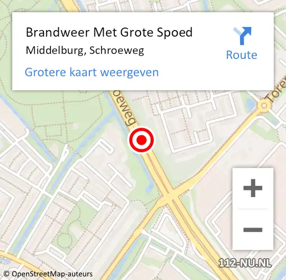 Locatie op kaart van de 112 melding: Brandweer Met Grote Spoed Naar Middelburg, Schroeweg op 17 augustus 2019 17:37