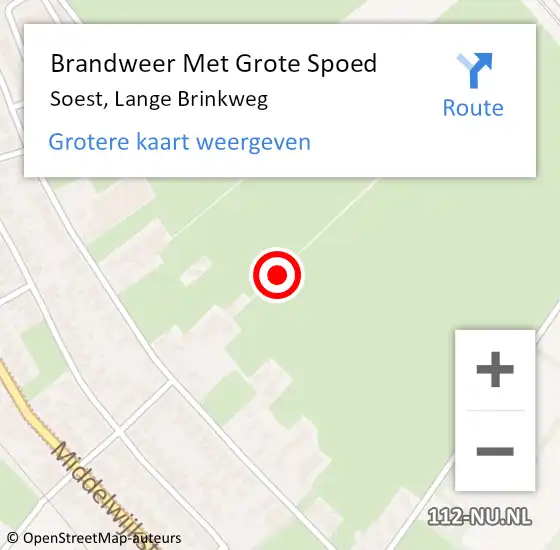 Locatie op kaart van de 112 melding: Brandweer Met Grote Spoed Naar Soest, Lange Brinkweg op 17 augustus 2019 18:17