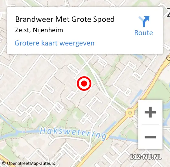 Locatie op kaart van de 112 melding: Brandweer Met Grote Spoed Naar Zeist, Nijenheim op 17 augustus 2019 18:50