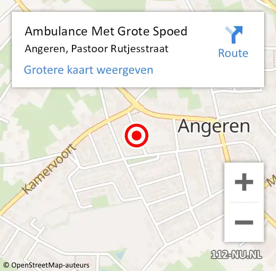 Locatie op kaart van de 112 melding: Ambulance Met Grote Spoed Naar Angeren, Pastoor Rutjesstraat op 17 augustus 2019 18:54
