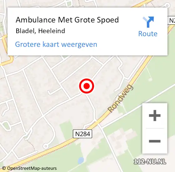 Locatie op kaart van de 112 melding: Ambulance Met Grote Spoed Naar Bladel, Heeleind op 17 augustus 2019 23:14