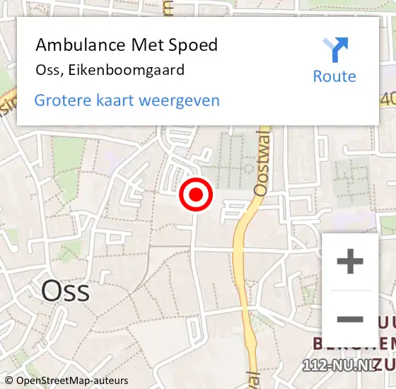 Locatie op kaart van de 112 melding: Ambulance Met Spoed Naar Oss, Eikenboomgaard op 18 augustus 2019 01:51