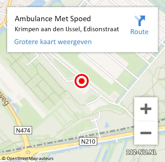 Locatie op kaart van de 112 melding: Ambulance Met Spoed Naar Krimpen aan den IJssel, Edisonstraat op 18 augustus 2019 03:34