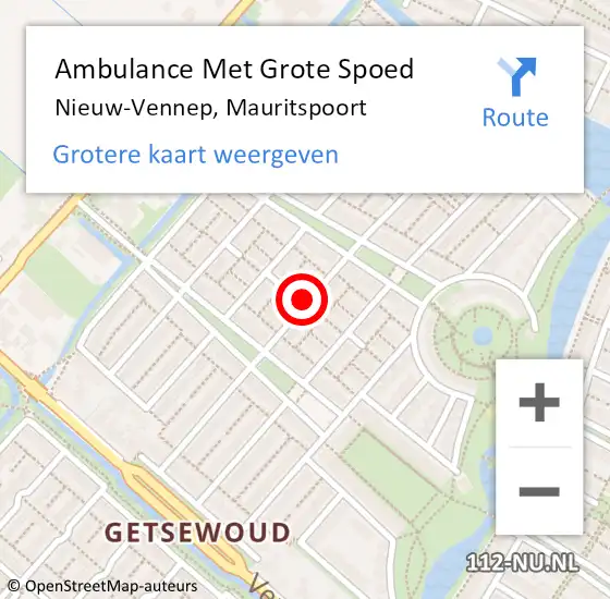 Locatie op kaart van de 112 melding: Ambulance Met Grote Spoed Naar Nieuw-Vennep, Mauritspoort op 18 augustus 2019 09:42