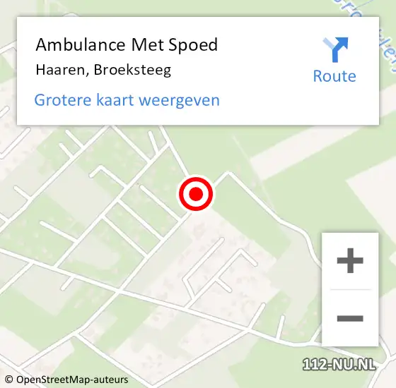 Locatie op kaart van de 112 melding: Ambulance Met Spoed Naar Haaren, Broeksteeg op 18 augustus 2019 11:00