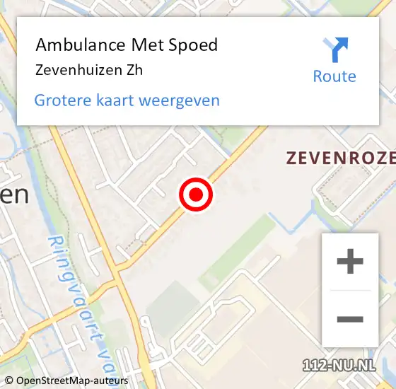 Locatie op kaart van de 112 melding: Ambulance Met Spoed Naar Zevenhuizen Zh op 18 augustus 2019 13:07