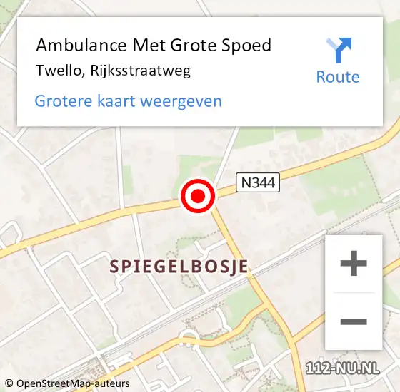 Locatie op kaart van de 112 melding: Ambulance Met Grote Spoed Naar Twello, Rijksstraatweg op 18 augustus 2019 15:44