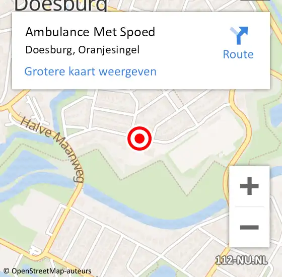 Locatie op kaart van de 112 melding: Ambulance Met Spoed Naar Doesburg, Oranjesingel op 18 augustus 2019 20:28