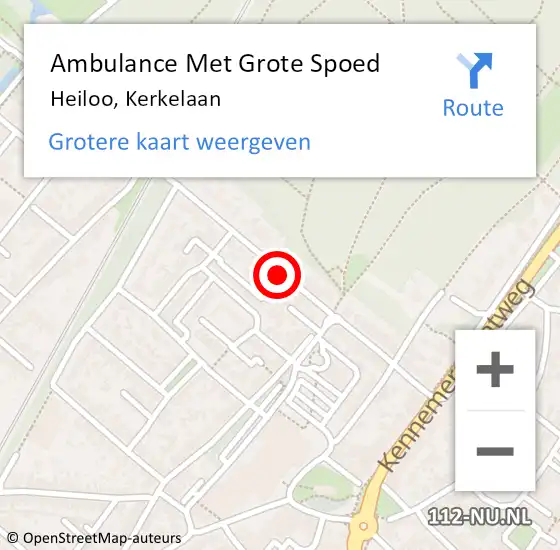 Locatie op kaart van de 112 melding: Ambulance Met Grote Spoed Naar Heiloo, Kerkelaan op 18 augustus 2019 20:53