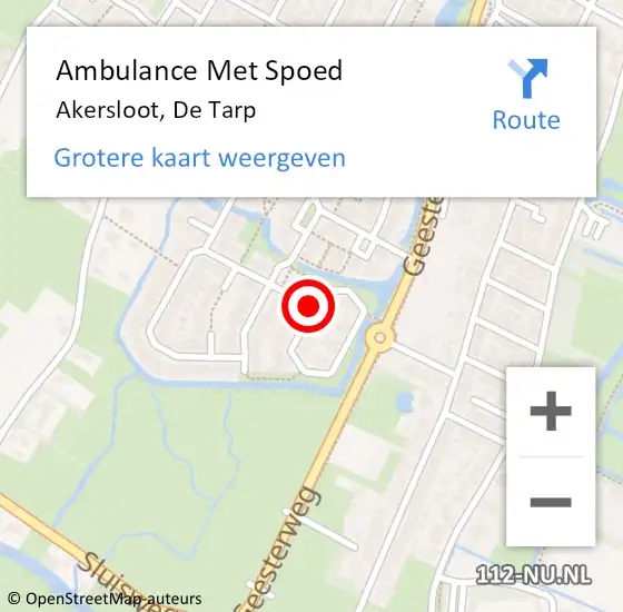 Locatie op kaart van de 112 melding: Ambulance Met Spoed Naar Akersloot, De Tarp op 18 augustus 2019 21:45