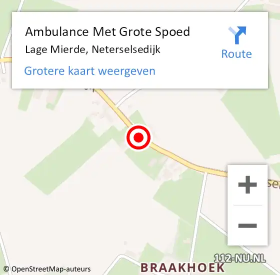 Locatie op kaart van de 112 melding: Ambulance Met Grote Spoed Naar Lage Mierde, Neterselsedijk op 19 augustus 2019 02:25