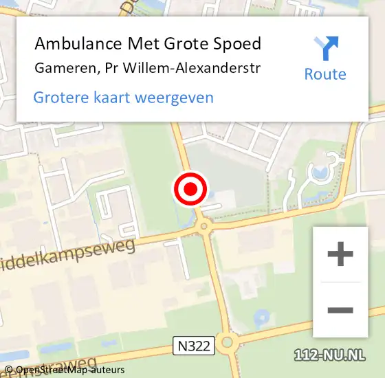Locatie op kaart van de 112 melding: Ambulance Met Grote Spoed Naar Gameren, Pr Willem-Alexanderstr op 19 augustus 2019 09:03