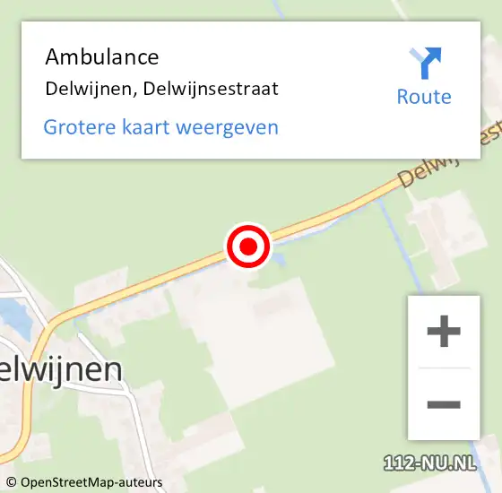 Locatie op kaart van de 112 melding: Ambulance Delwijnen, Delwijnsestraat op 19 augustus 2019 12:36