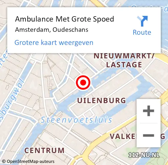 Locatie op kaart van de 112 melding: Ambulance Met Grote Spoed Naar Amsterdam, Oudeschans op 19 augustus 2019 13:19