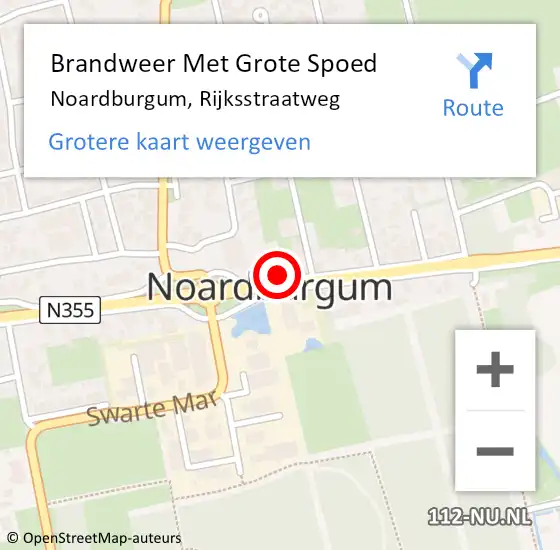 Locatie op kaart van de 112 melding: Brandweer Met Grote Spoed Naar Noardburgum, Rijksstraatweg op 19 augustus 2019 16:45
