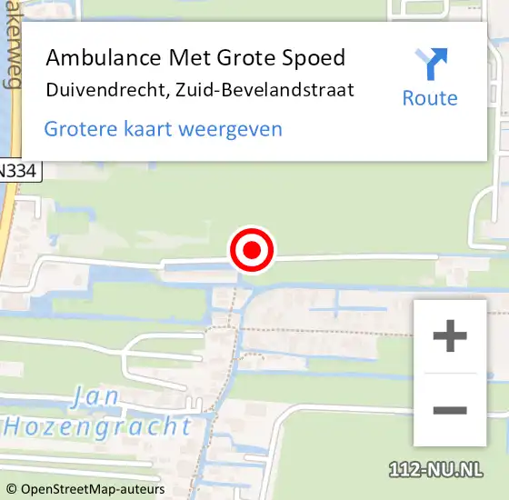 Locatie op kaart van de 112 melding: Ambulance Met Grote Spoed Naar Duivendrecht, Zuid-Bevelandstraat op 19 augustus 2019 18:08