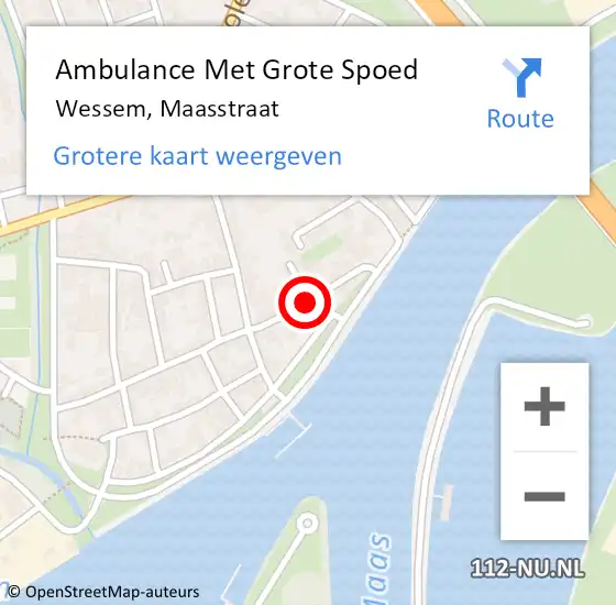 Locatie op kaart van de 112 melding: Ambulance Met Grote Spoed Naar Wessem, Maasstraat op 19 augustus 2019 19:32