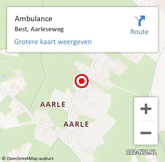 Locatie op kaart van de 112 melding: Ambulance Best, Aarleseweg op 19 augustus 2019 19:46