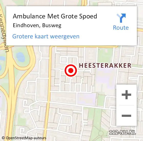Locatie op kaart van de 112 melding: Ambulance Met Grote Spoed Naar Eindhoven, Busweg op 19 augustus 2019 21:12