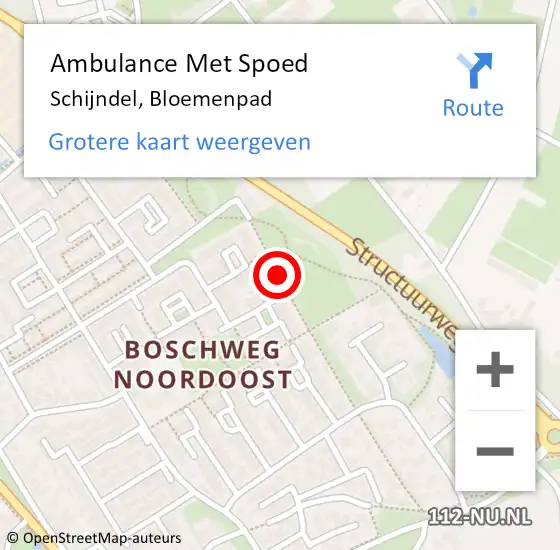 Locatie op kaart van de 112 melding: Ambulance Met Spoed Naar Schijndel, Bloemenpad op 20 augustus 2019 05:35