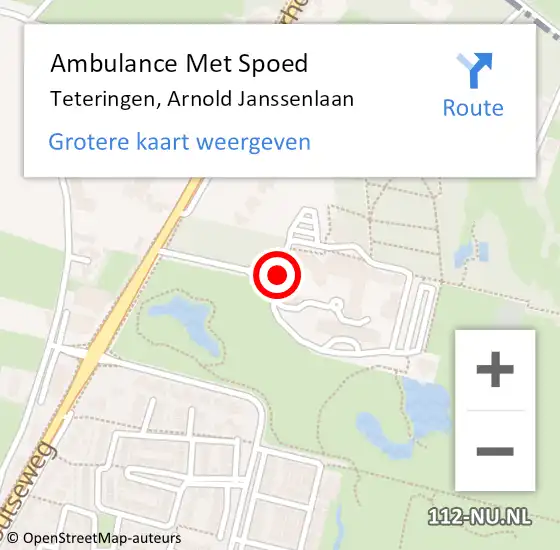 Locatie op kaart van de 112 melding: Ambulance Met Spoed Naar Teteringen, Arnold Janssenlaan op 20 augustus 2019 11:57