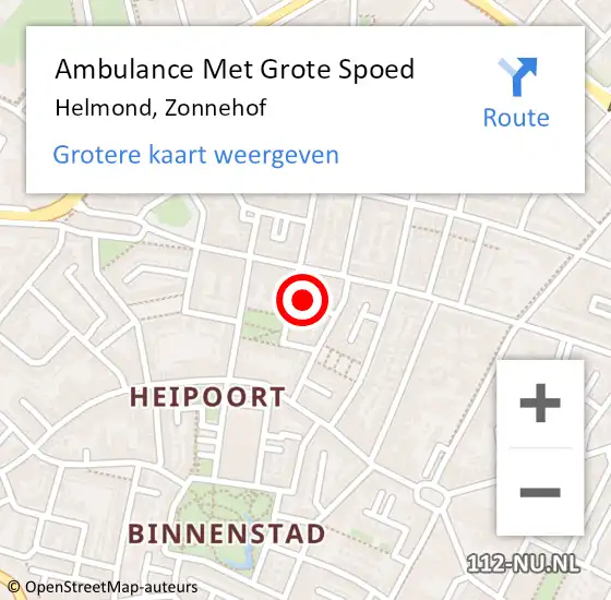 Locatie op kaart van de 112 melding: Ambulance Met Grote Spoed Naar Helmond, Zonnehof op 20 augustus 2019 12:15