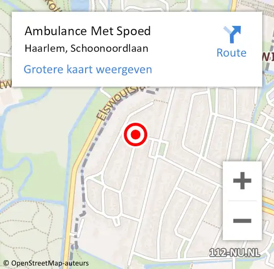Locatie op kaart van de 112 melding: Ambulance Met Spoed Naar Haarlem, Schoonoordlaan op 20 augustus 2019 12:36