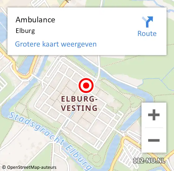 Locatie op kaart van de 112 melding: Ambulance Elburg op 20 augustus 2019 13:00