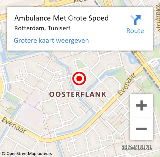 Locatie op kaart van de 112 melding: Ambulance Met Grote Spoed Naar Rotterdam, Tuniserf op 20 augustus 2019 13:30