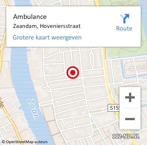 Locatie op kaart van de 112 melding: Ambulance Zaandam, Hoveniersstraat op 20 augustus 2019 13:46