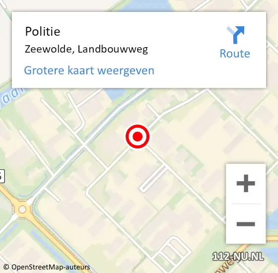 Locatie op kaart van de 112 melding: Politie Zeewolde, Landbouwweg op 20 augustus 2019 16:34