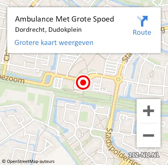 Locatie op kaart van de 112 melding: Ambulance Met Grote Spoed Naar Dordrecht, Dudokplein op 20 augustus 2019 16:55