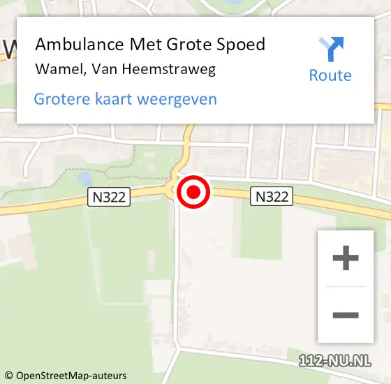Locatie op kaart van de 112 melding: Ambulance Met Grote Spoed Naar Wamel, Van Heemstraweg op 20 augustus 2019 16:58