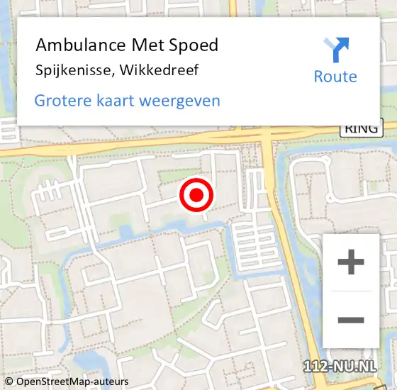 Locatie op kaart van de 112 melding: Ambulance Met Spoed Naar Spijkenisse, Wikkedreef op 20 augustus 2019 17:46