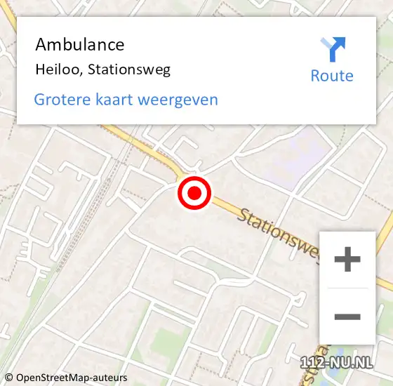 Locatie op kaart van de 112 melding: Ambulance Heiloo, Stationsweg op 20 augustus 2019 17:53
