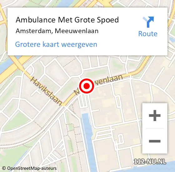 Locatie op kaart van de 112 melding: Ambulance Met Grote Spoed Naar Amsterdam, Meeuwenlaan op 20 augustus 2019 20:02
