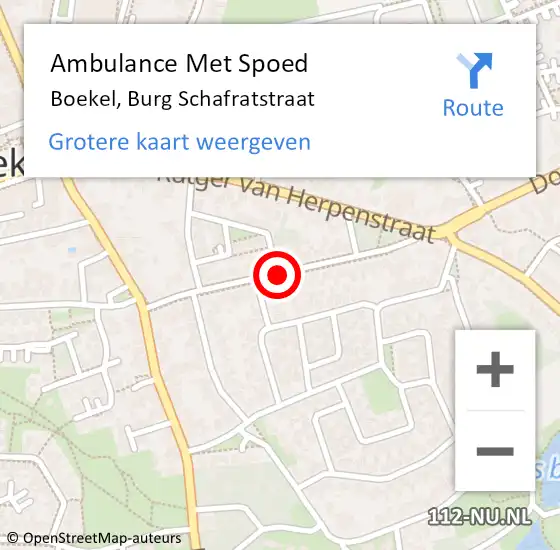 Locatie op kaart van de 112 melding: Ambulance Met Spoed Naar Boekel, Burg Schafratstraat op 20 augustus 2019 23:32