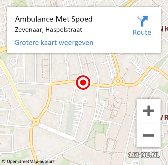 Locatie op kaart van de 112 melding: Ambulance Met Spoed Naar Zevenaar, Haspelstraat op 21 augustus 2019 05:56