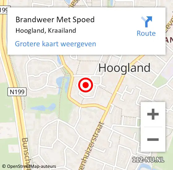 Locatie op kaart van de 112 melding: Brandweer Met Spoed Naar Hoogland, Kraailand op 21 augustus 2019 10:21