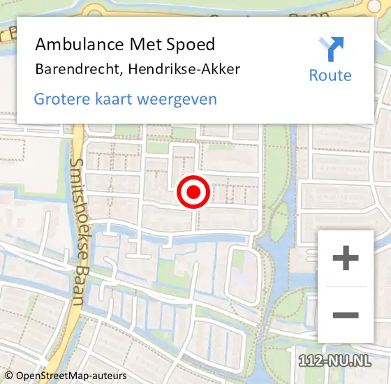 Locatie op kaart van de 112 melding: Ambulance Met Spoed Naar Barendrecht, Hendrikse-Akker op 21 augustus 2019 12:37