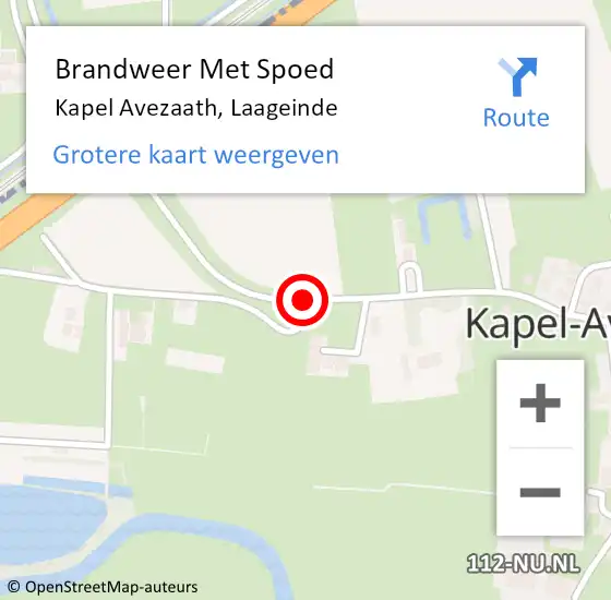 Locatie op kaart van de 112 melding: Brandweer Met Spoed Naar Kapel Avezaath, Laageinde op 21 augustus 2019 13:27