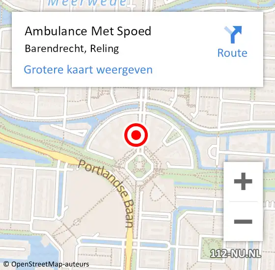 Locatie op kaart van de 112 melding: Ambulance Met Spoed Naar Barendrecht, Reling op 21 augustus 2019 14:28