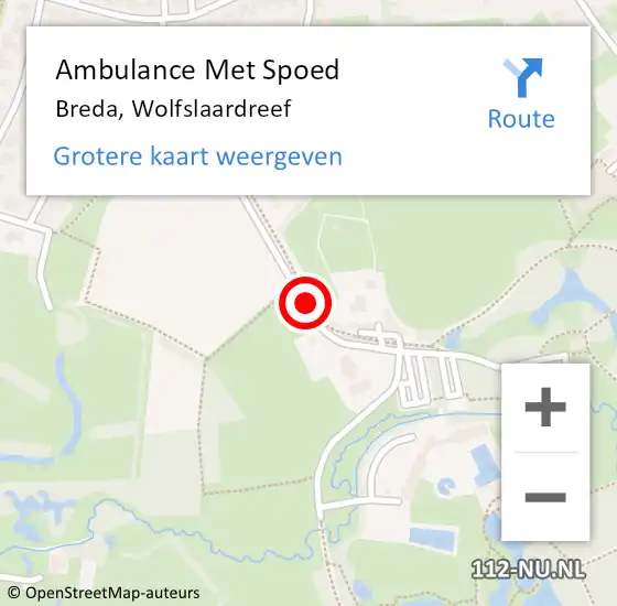 Locatie op kaart van de 112 melding: Ambulance Met Spoed Naar Breda, Wolfslaardreef op 21 augustus 2019 17:44